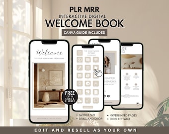 Digital Airbnb Welcome Book PLR Digital Product Editable Mobile Guest Book Template Private Label Rights Done for you Rental Commercial Use
