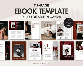 Ebook Template Elegant Editable Canva Lead Magnet Coaching Guide Book Course Creator Luxury Business Classic Dark Red Aesthetic Workbook
