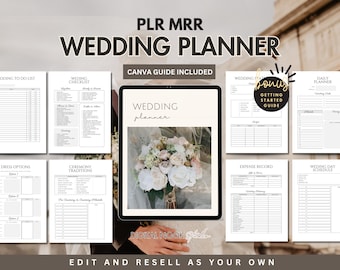 PLR Wedding Planner Checklist Guide Book, Done for You Canva Editable Template, Wedding Plan Bundle, Resell plr mrr Digital Product License