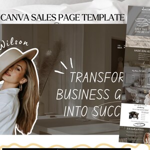 Aesthetic Sales Page Template Done for You Canva Website Neutral Doodle Portfolio Marketing One Page Creator Coach Landing Editable Funnel