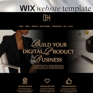 WIX Sales Page Black Aesthetic Website Template Coaching Gold Service Funnel Landing Page Course Creator Business One Page Luxury Web Site