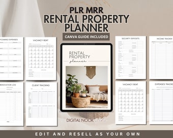 PLR Rental Property Planner Done for you Digital Product Property Management Organizer Canva Editable Landlord Template MRR Digital Product