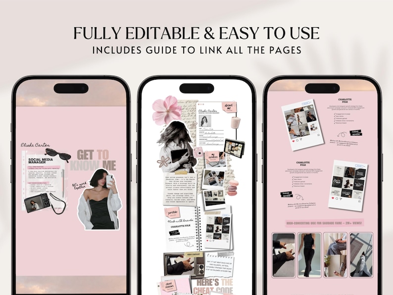 Canva Website Template Creative Portfolio Social Media Manager Marketing Cool Pink Girl Instagram Aesthetic Influencer UGC Content Creator
