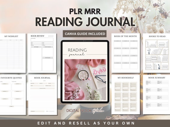 Digital Reading Journal, PLR Reading Journal, Book Tracker, Reading Tracker, Done for you Book Club Journal Plr Mrr Digital Products