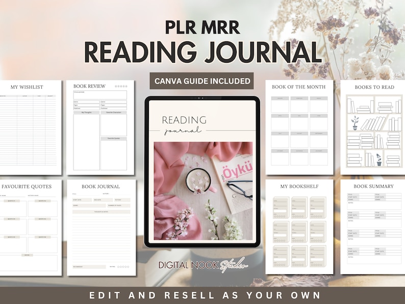 Digital Reading Journal, PLR Reading Journal, Book Tracker, Reading Tracker, Done for you Book Club Journal Plr Mrr Digital Products