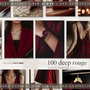 Red Aesthetic Stock Photo Deep Cherry Dark Aesthetic Images Lifestyle Marketing Faceless Girl Boss PLR MRR Branding Social Media Reel Visual