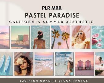 Pastel Aesthetic Stock Photo Beach Dreamy Pink Coastal Stock Images Instagram Marketing PLR MRR Summer California Surfing Lifestyle Branding