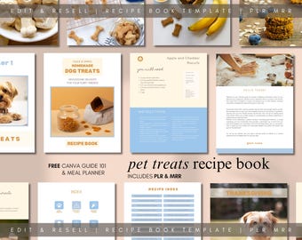 PLR Recipe Book Template Editable Canva Pet Dog Treats Cookbook eBook Pages Private Label Rights MRR License Digital Product Done for You