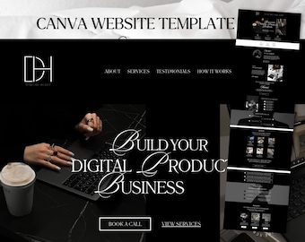 Canva Website Template Coaching Website Black Aesthetic Landing Page Course Creator VA Business Web Site Canva One Page Website Done For You