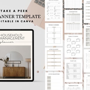 PLR Household Management Planner Template Home Guide Editable Canva House Checklist Guide Tracker Done for you MRR License Digital Product