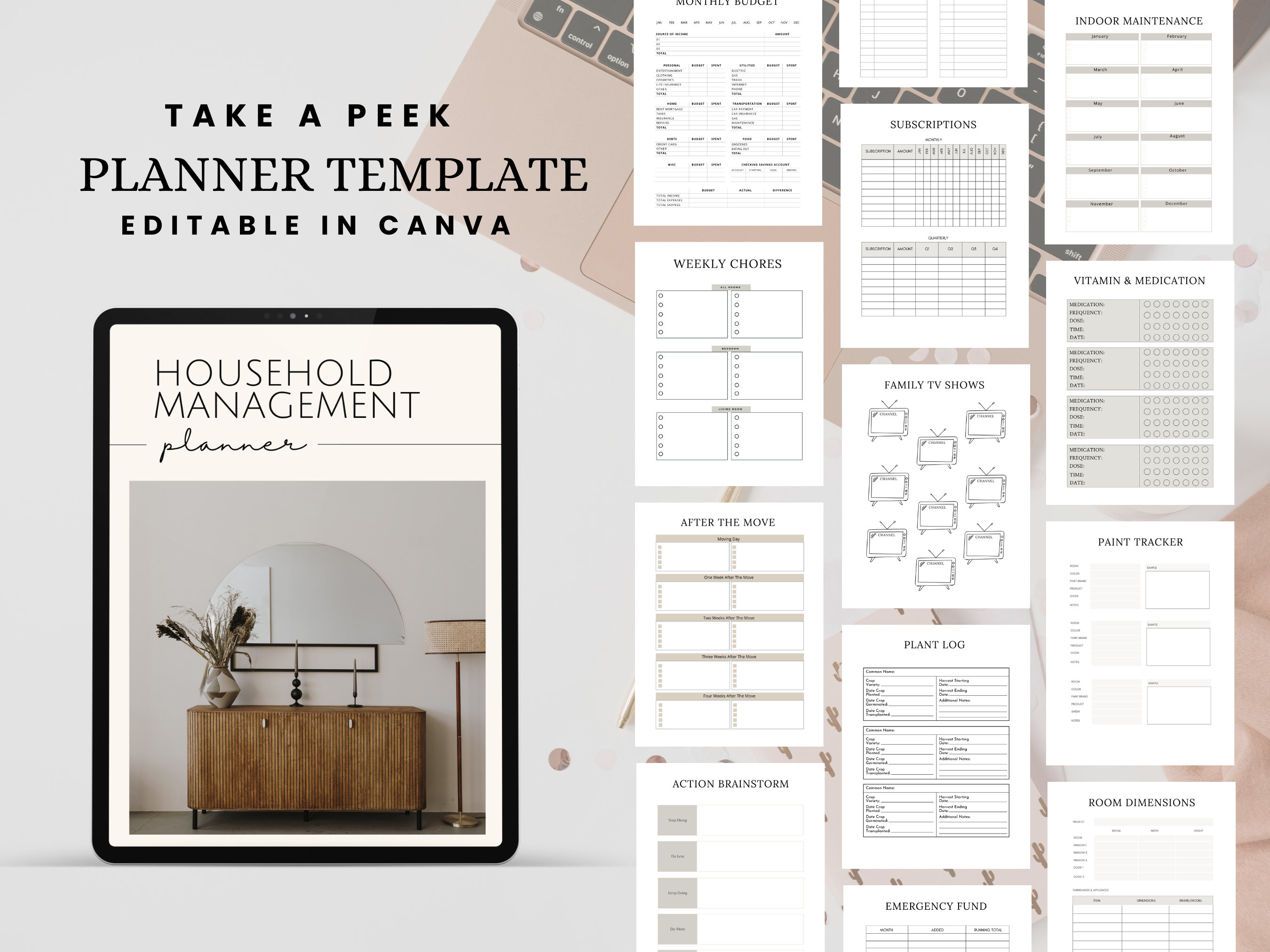 PLR Household Management Planner Template Home Guide Editable Canva ...
