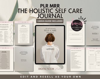 PLR Planner Holistic Self Care Journal Done for you Self Love Workbook Mental Health Canva Editable Template Digital Product Resell License