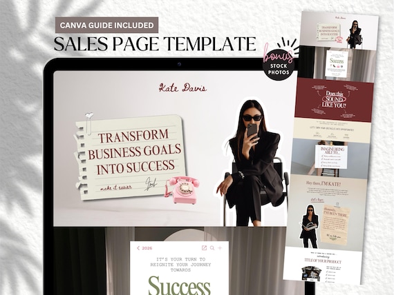 Aesthetic Sales Page Template Done for You Canva Website Mulberry Doodle Portfolio Marketing One Page Creator Coach Landing Editable Funnel