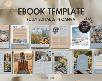 Blue Ebook Template Canva Editable Lead Magnet Coaching Guide Book Course Creator Done for You Gold Copper Aesthetic Workbook Worksheet DFY