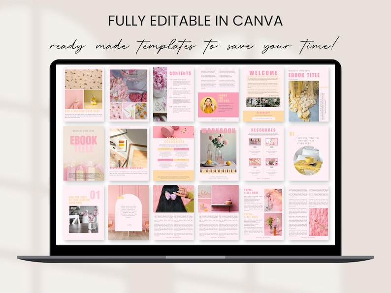 Ebook Template Canva Editable Lead Magnet Coaching Guide Book Course Creator Done for You Pink Modern Workbook Worksheet Digital Download