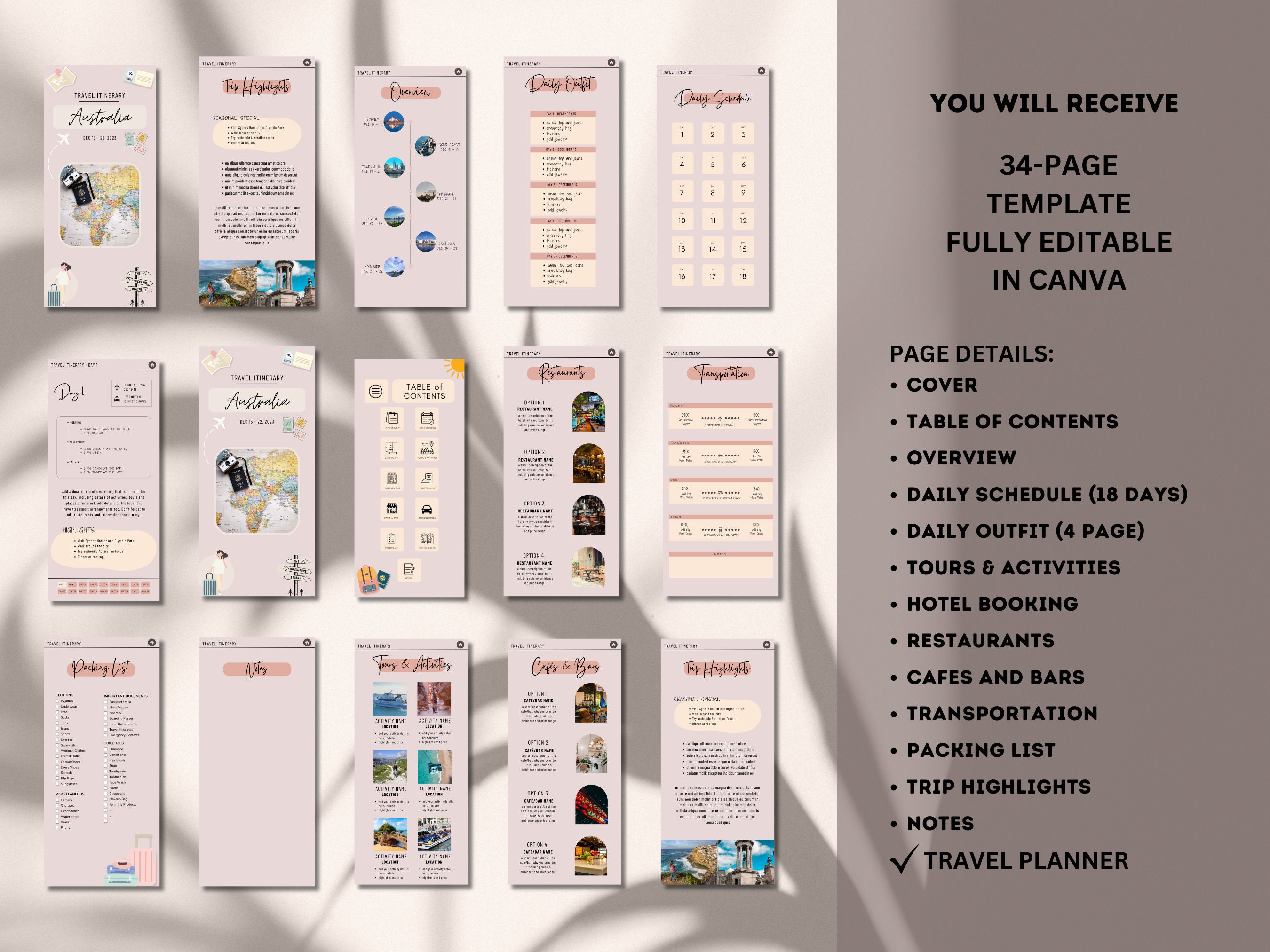 Travel Itinerary Digital Template App Like Mobile Travel Schedule ...