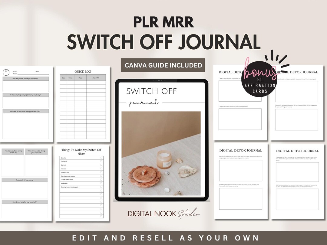 PLR Planner Done for You Switch off Journal Template Canva Editable ...