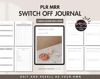 PLR Planner Done for You Switch Off Journal Template Canva Editable Mental Health Digital Detox Journal mrr Digital Product Resell License