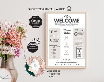 Editable Airbnb Welcome Sign, Vacation Rental Printable (Digital Download)