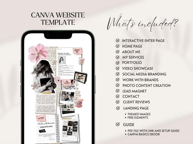 Canva Website Template Creative Portfolio Social Media Manager Marketing Cool Pink Girl Instagram Aesthetic Influencer UGC Content Creator