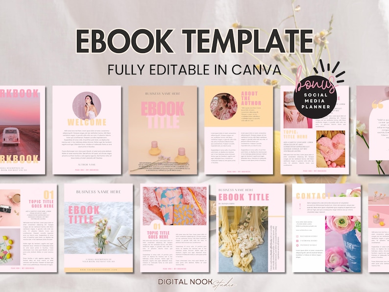 Ebook Template Canva Editable Lead Magnet Coaching Guide Book Course Creator Done for You Pink Modern Workbook Worksheet Digital Download