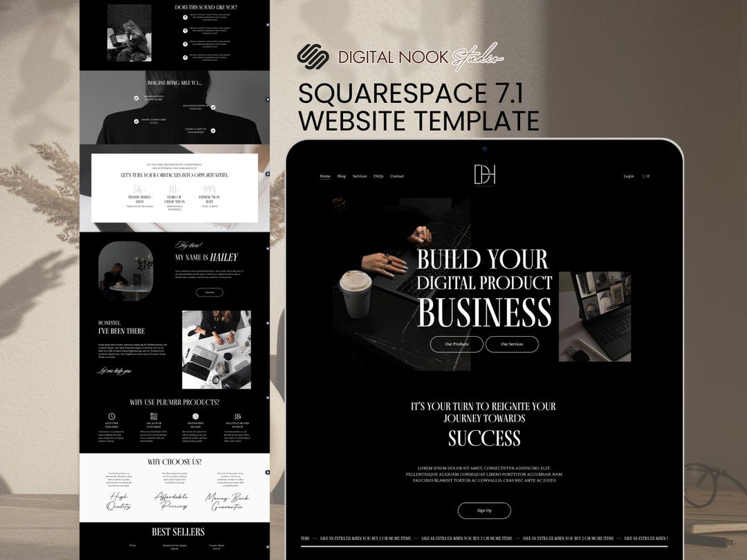 Black Luxury Squarespace Website Coach Digital Product Seller Website ...