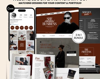 UGC Portfolio Canva Website Instagram Post eBook Template Bundle Editable Content Creator Social Media Kit Influencer Landing Page Aesthetic