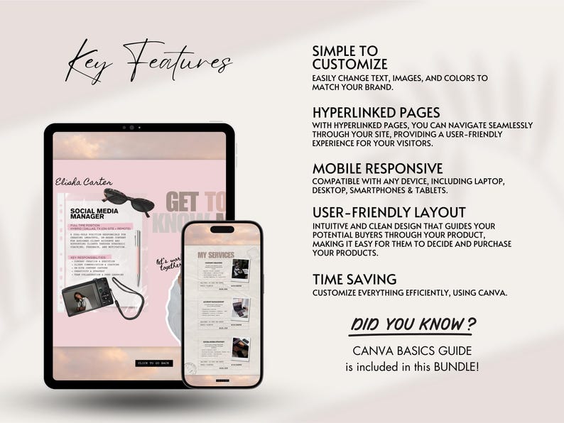 Canva Website Template Creative Portfolio Social Media Manager Marketing Cool Pink Girl Instagram Aesthetic Influencer UGC Content Creator