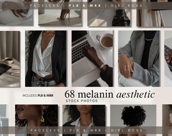 Melanin Girl Boss Stock Photos: AI Luxury Branding, PLR MRR (Digital Download 854x1376px)