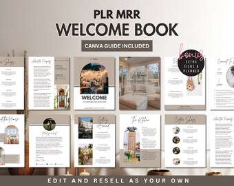 Airbnb Welcome Book Template Editable Guest Book Minimalist Welcome Book Airbnb Sign Bundle PLR MRR Done for you Vacation Rental Guide VRBO