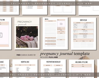 Pregnancy Journal Tracker Checklist Done for you Canva Editable Pregnant Template Private Resell Rights License PLR Planner Digital Product