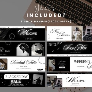Etsy Banner Template Black Aesthetic Branding Done for You Canva Editable Shop Banner Design Business Shop Mockup Template Sell on Etsy Kit