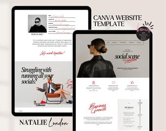 Plantilla de sitio web estética de Canva, gestor de redes sociales, portafolio, marketing, serie de artículos inspirados en Pinterest, creador de contenido de página moderna, UGC