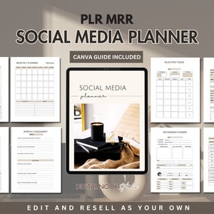 PLR Planner Social Media Tracker Done for you Digital Business Plan Kit Content Marketing Editable Canva Mrr Digital Product Resell Rights
