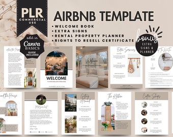 PLR Airbnb Welcome Book, Editable Guest Book Template, Minimalist Welcome Book, Airbnb Sign Bundle, PLR planner Done for you Commercial Use