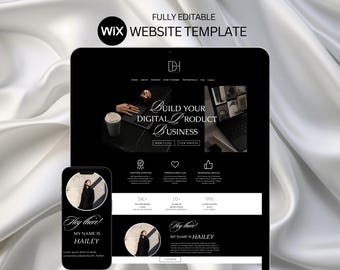 WIX Sales Page Black Aesthetic Website Template Coaching Service Funnel Landing Page Course Creator Business One Page Luxury Web Site Design