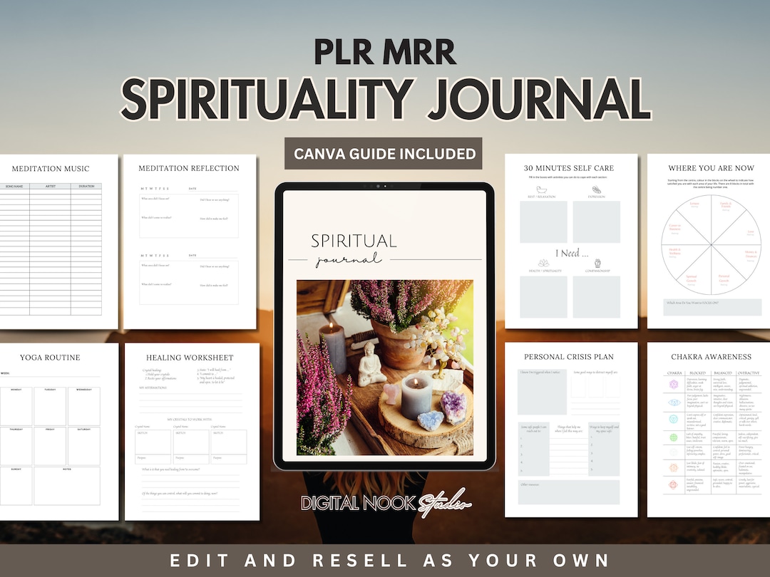 Spirituality Planner PLR Awakening Journal Done for You Canva Editable ...