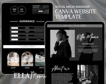 Portfolio Website Template Page Canva für Sie Social Media-Manager Landung bearbeitbare Website kreative Präsentation digitales Marketing SMM
