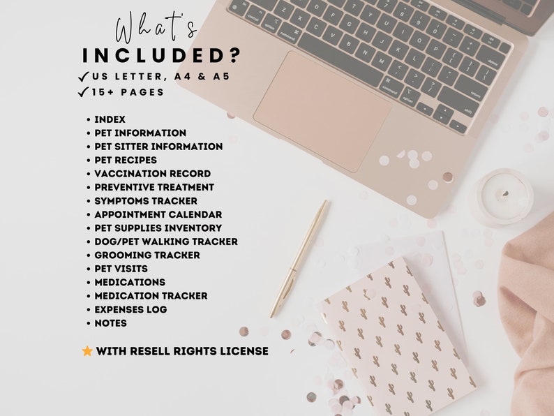 PLR Digital Planner Pet Care Planner Done for you Hyperlinked Planner Editable Canva Private Label Rights License Digital Product MRR Resell