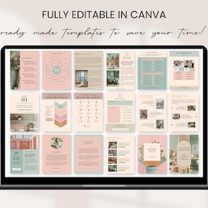 Workbook Template Canva Editable Lead Magnet Coaching Guide Book Course Creator Done for You Pastel Pink eBook Worksheet Digital Download