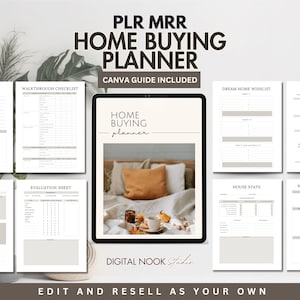 Modello di pianificatore per l'acquisto di una casa PLR, guida alla checklist per la ricerca della casa, scheda di valutazione dell'ispezione della casa, prodotto digitale MRR pronto per te