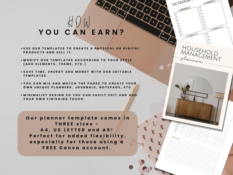 PLR Household Management Planner Template Home Guide Editable Canva House Checklist Guide Tracker Done for you MRR License Digital Product