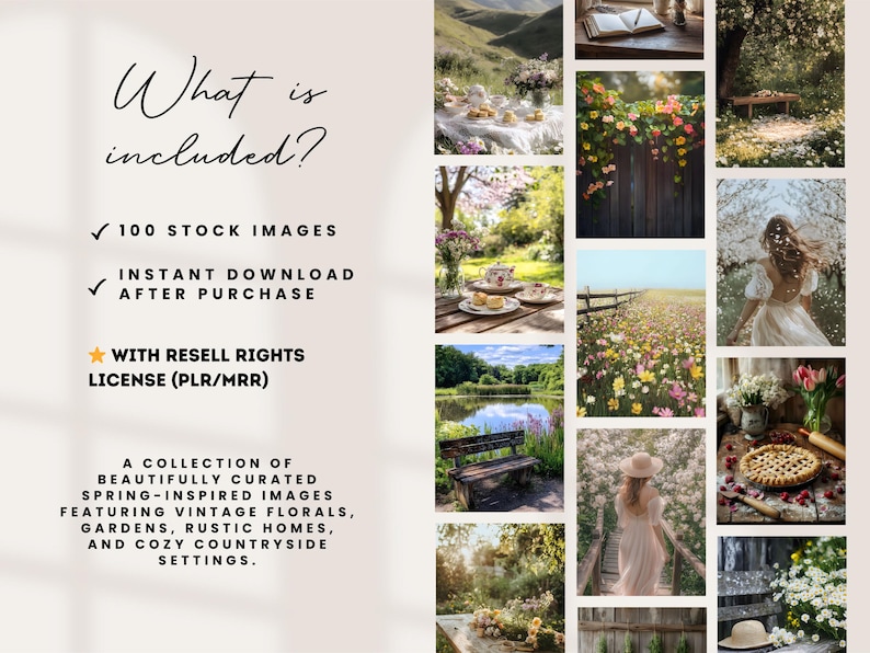 Spring Cottagecore Aesthetic Stock Photo Vintage Garden Photography Content Stock Images Instagram Marketing PLR MRR Branding Social Media