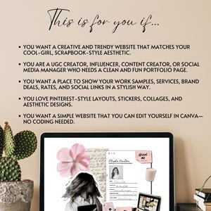 Canva Website Template Creative Portfolio Social Media Manager Marketing Cool Pink Girl Instagram Aesthetic Influencer UGC Content Creator