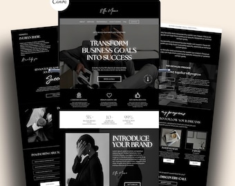 Canva Hyperlinked Website Template Black Aesthetic Page Coaching Course Creator VA Business Web Site Canva One Page Website Done For You