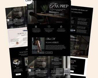 Tax Website Template Canva Tax Season Website Black Aesthetic Landing Page Business Web Site Canva One Page Accounting Website Done For You