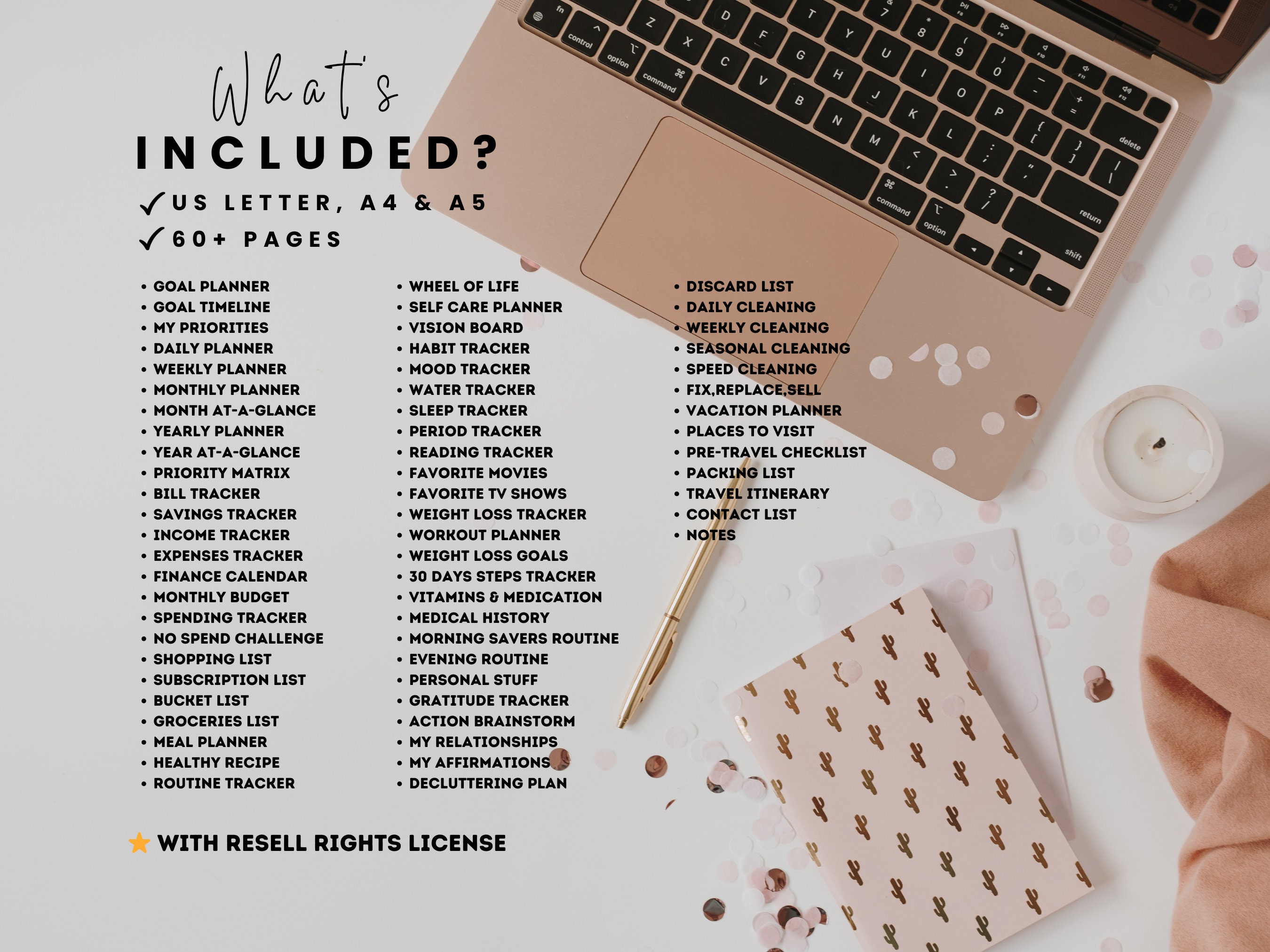 PLR MRR Life Planner Template Canva Editable Self Care Workbook Life ...