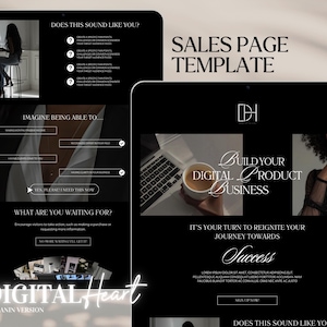 Canva Sales Page Template Black Woman Landing Page Done for You Website Luxury Melanin Marketing Course Creator Coach Editable Sales Funnel