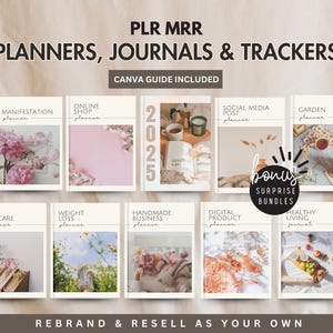 PLR Digital Planner, PLR Journal Tracker Template, Canva Editable Template, Resell Rights Digital Product, mrr Done For You, Commercial Use