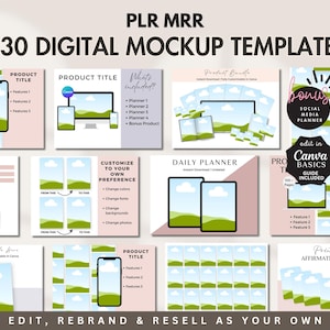 Mockup Canva Template Editable Course Creator Coach Digital Product Ebook Cover Planner Journal Mockup Bundle Etsy Seller Listing Marketing